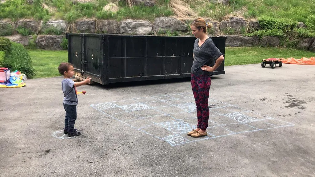 Teaching kids code - chalk activity