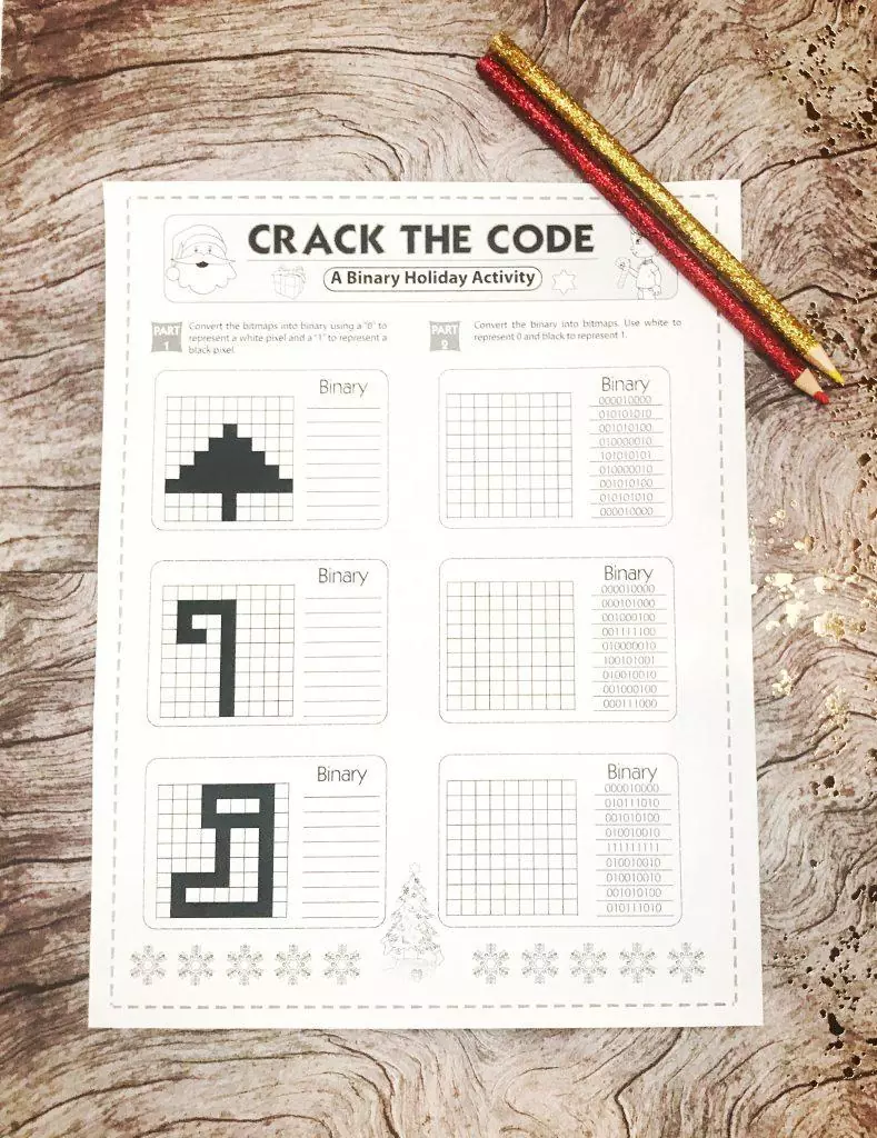 Holiday Binary Code Worksheet